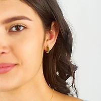 Bold Pave Mini Hoops with Green Gems