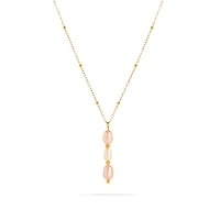 Gold Trinity White Pink Pearl Necklace