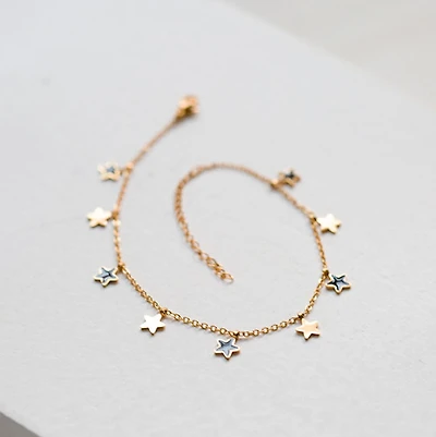 Black Enamel Star Anklet