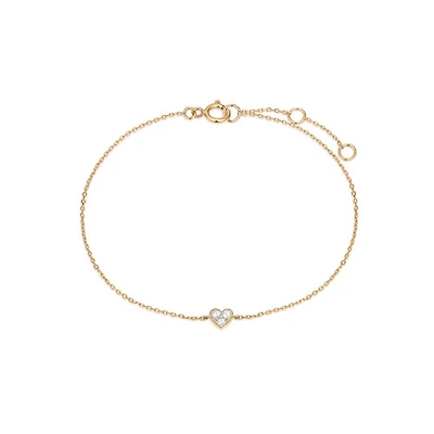 14k Diamond Heart Bracelet