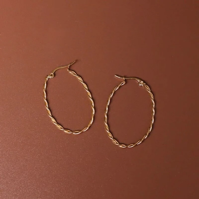 Medium Woven Thin Hoops