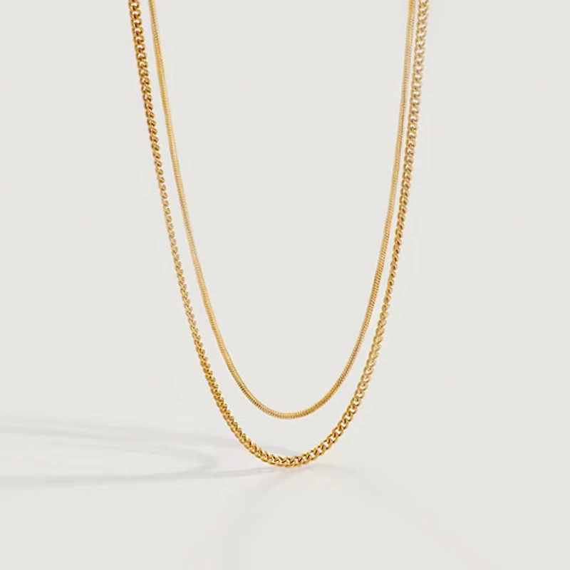 Box & Cuban Dual Necklace