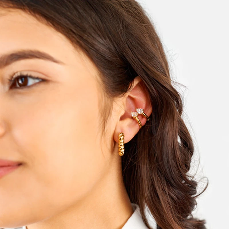Gold Twisted Triangle Hoops