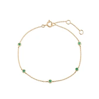 14k Solid Gold Emerald Chain Bracelet