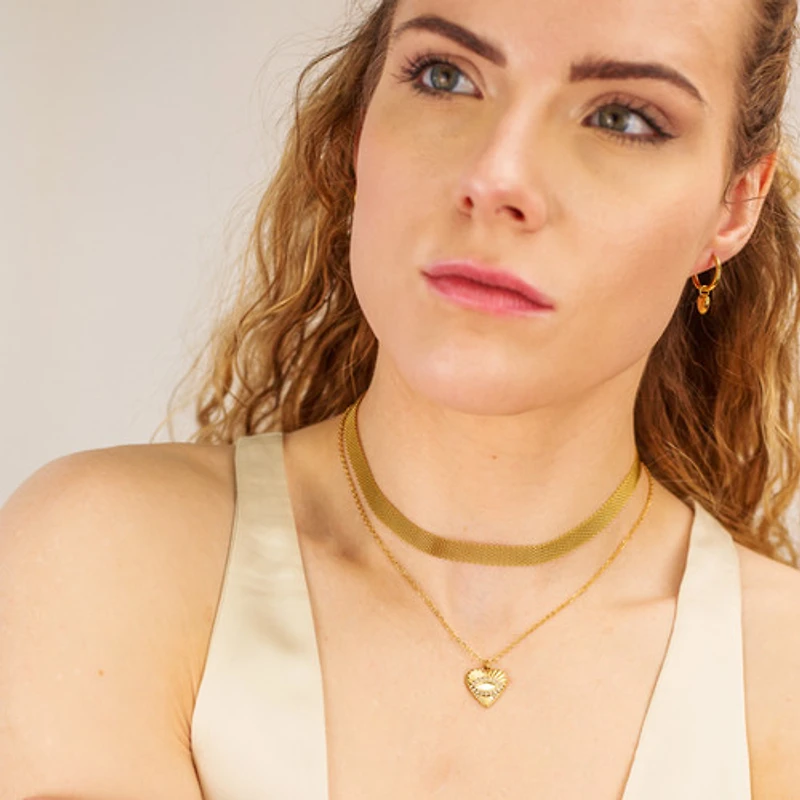 Gold Evil Eye Heart Necklace