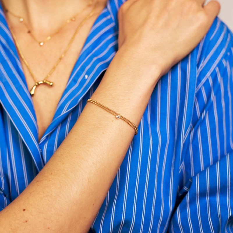 Gold Layered Gem Beaded Bracelet