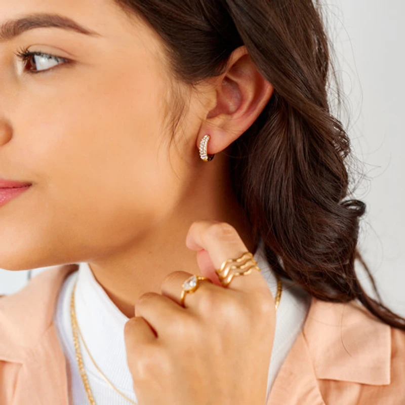 Bold Pave Mini Hoops with White Gems