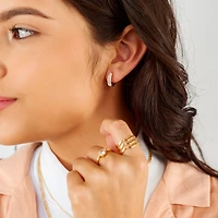 Bold Pave Mini Hoops with White Gems