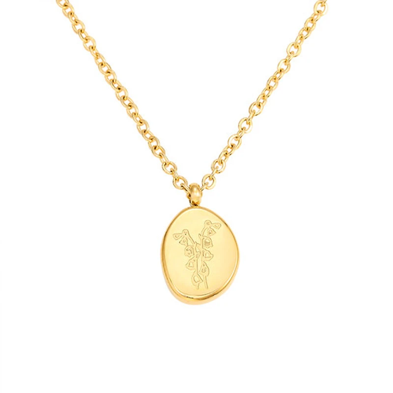 Gold Stone Birth Flower Necklace
