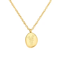 Gold Stone Birth Flower Necklace