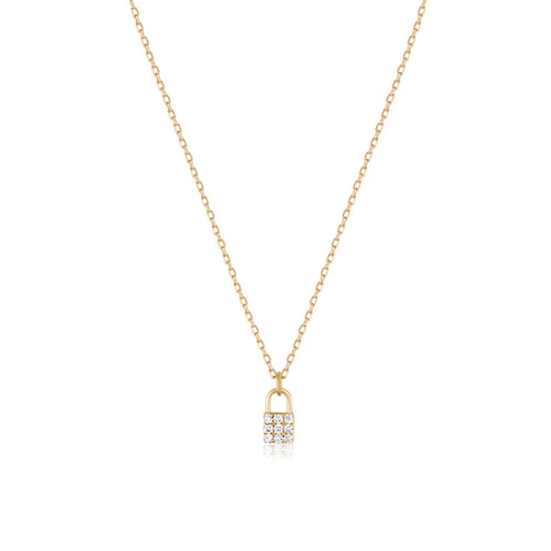 14k Diamond Lock Necklace