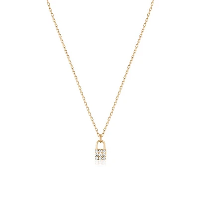 14k Diamond Lock Necklace