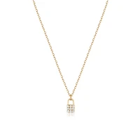 14k Diamond Lock Necklace