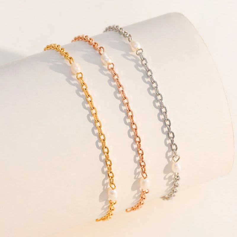 Thin Pearl Chain Bracelet