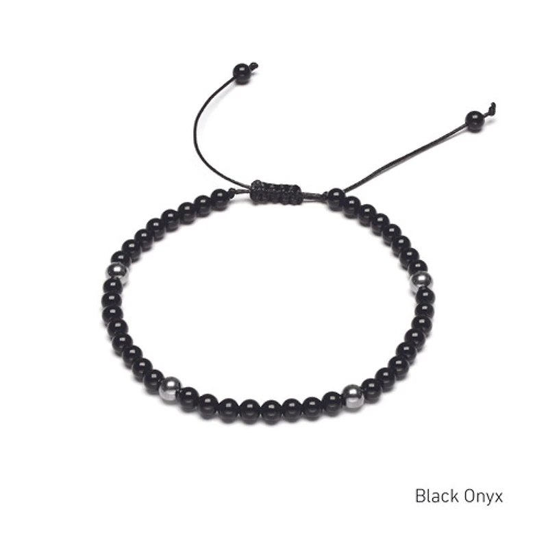 Braided Natural Crystal Bracelet (Classic Black & White)
