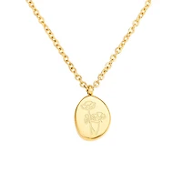 Gold Stone Birth Flower Necklace