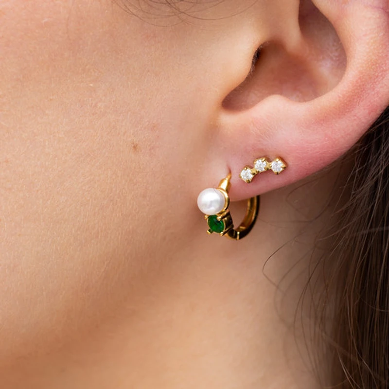 Emerald Pearl Hoops