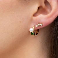 Emerald Pearl Hoops