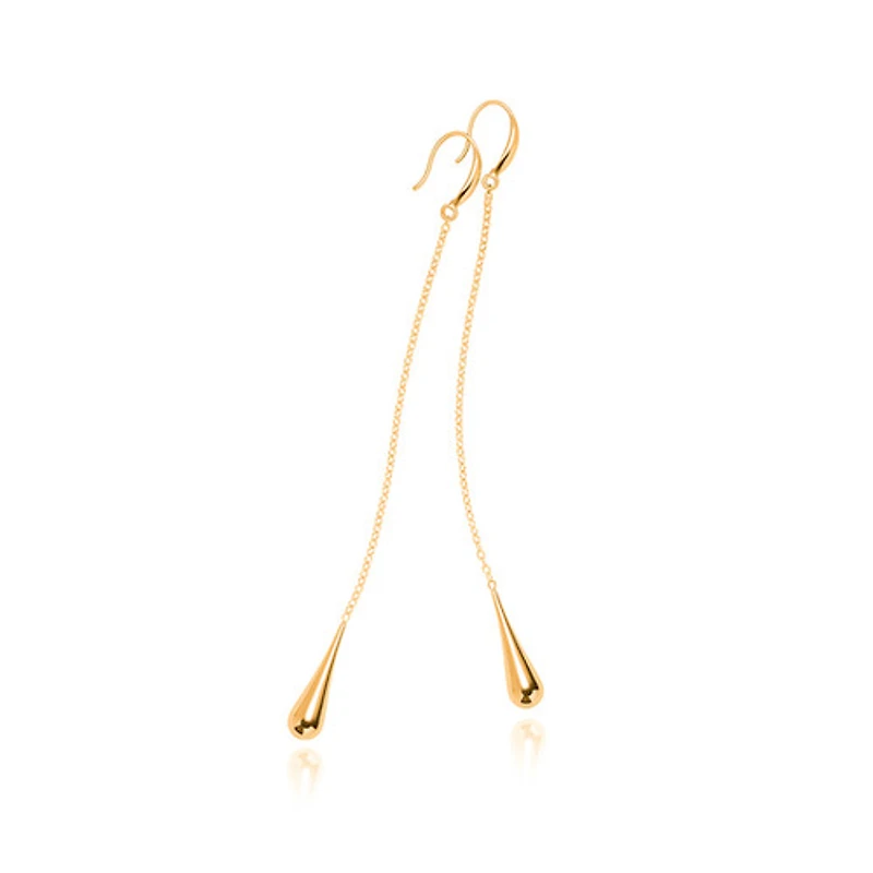 Gold Long Waterdrop Studs