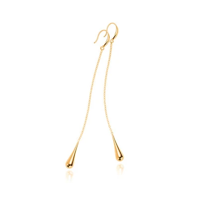 Gold Long Waterdrop Studs