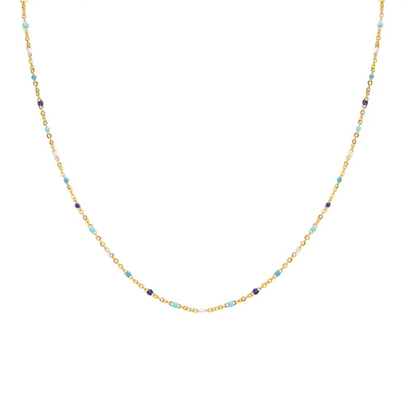 Blue Multi Beaded Chain Necklace