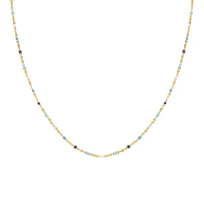 Blue Multi Beaded Chain Necklace