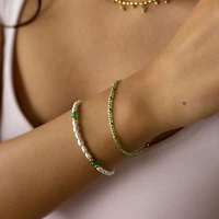 Green Agate Pearl Chain Bracelet