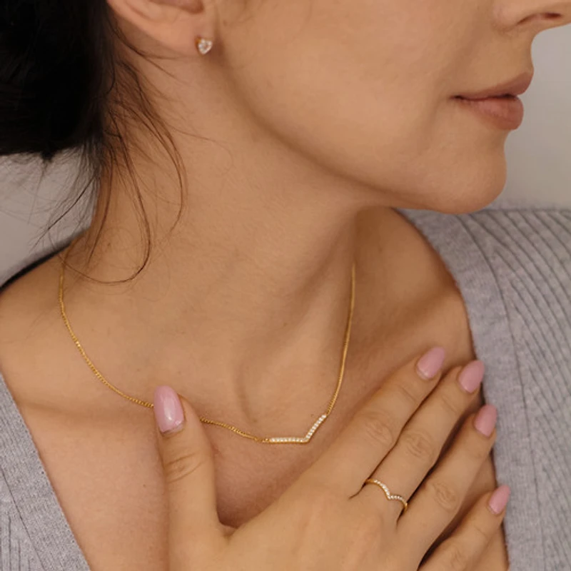 Paved Wishbone Necklace