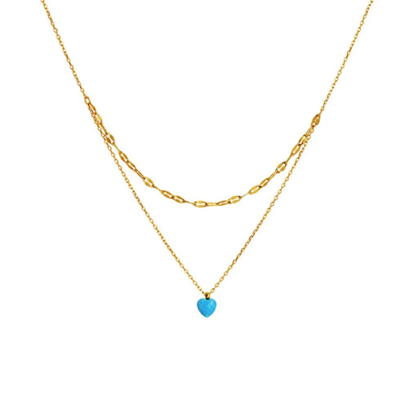 Layered Blue Heart Necklace