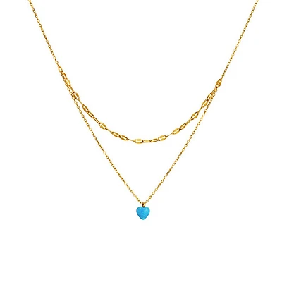 Layered Blue Heart Necklace