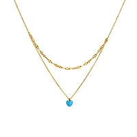 Layered Blue Heart Necklace