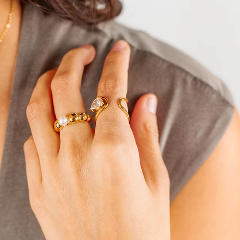 Gold Bubbles Pearl Ring