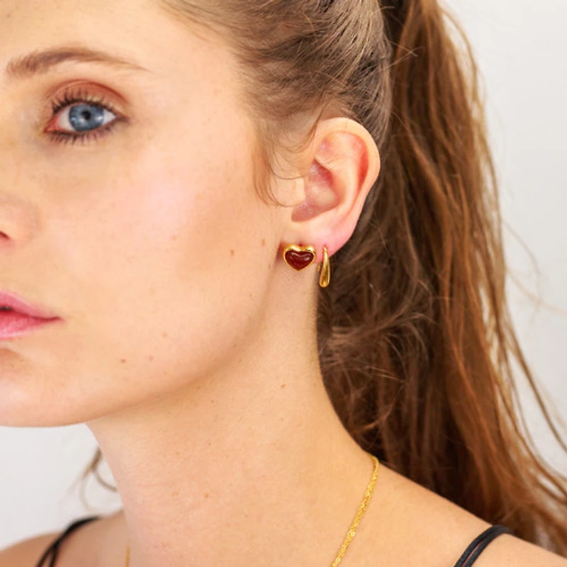 Stone Heart Studs