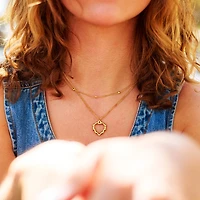 Gold Hollow Heart Dual Layer Necklace