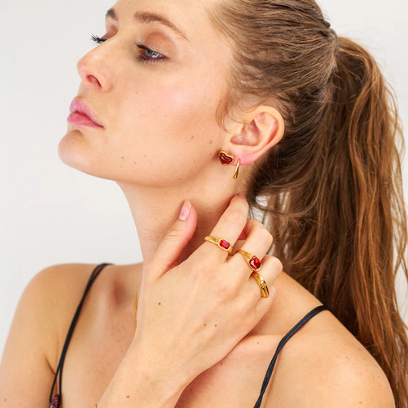 Rectangular Red Gem Ring