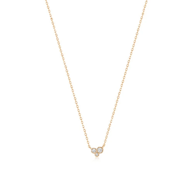 14k Tri-Round Diamond Necklace