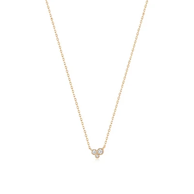 14k Tri-Round Diamond Necklace
