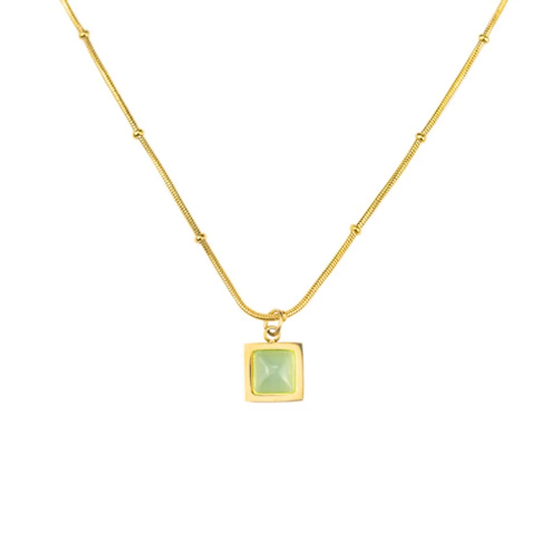 Square Blue Cat's Eye Necklace