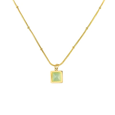 Square Blue Cat's Eye Necklace