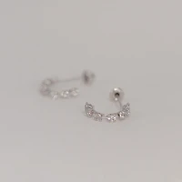 14k White Gold Curved Gem Studs