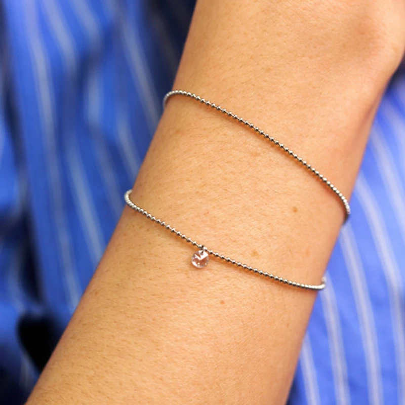 Steel Layered Gem Beaded Bracelet