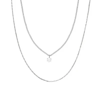 Steel Layered Gem Necklace