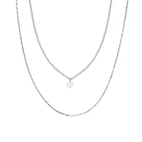 Steel Layered Gem Necklace