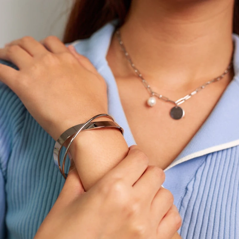 Steel Statement Wavy Bangle