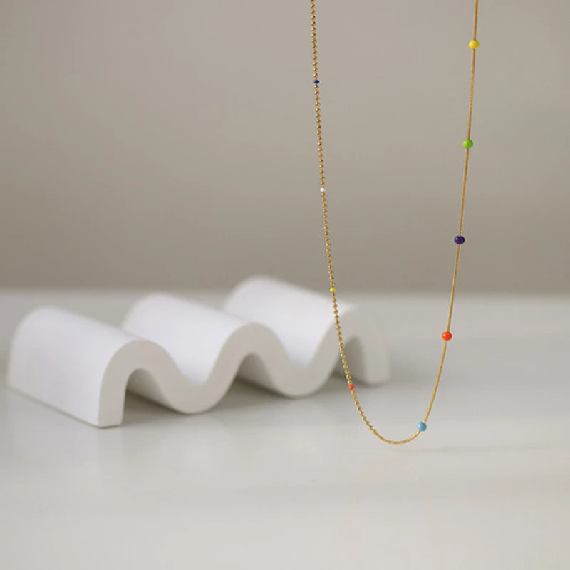 Multi Enamel Asymmetrical Necklace