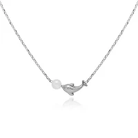 Steel Dolphin Pearl Necklace