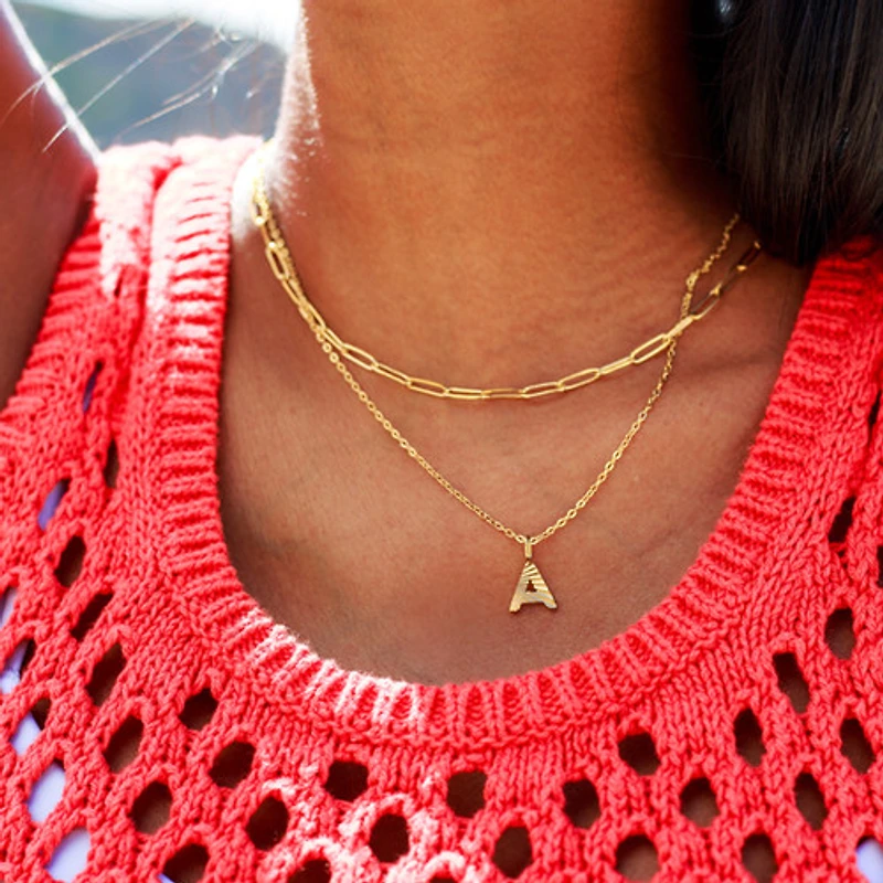 Patterned Initial Necklace (O-Z)