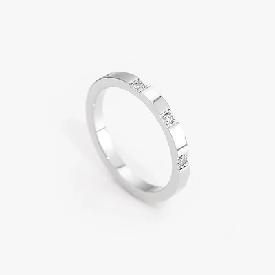 Steel Tri-gem Band Ring