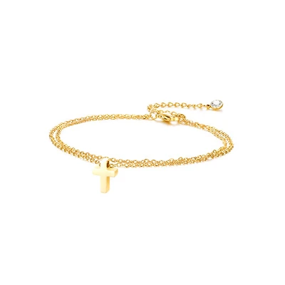 Cross Dual Layer Anklet