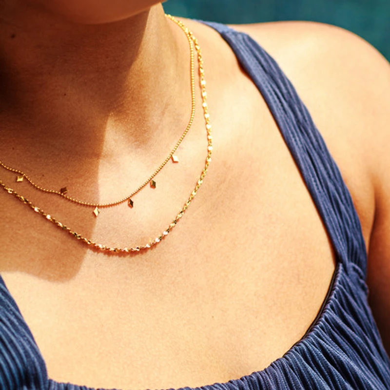 Layered Rhombus Charm Necklace